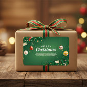 Classic Green Merry Christmas 長方形シール