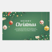 Classic Green Merry Christmas 長方形シール (正面)