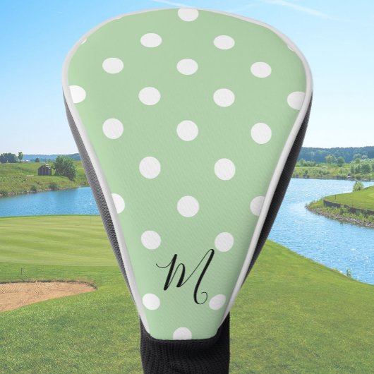 Classic Green Pattern Monogram Polka Dot ゴルフヘッドカバー