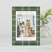 Classic Green Plaid 5 Photo Christmas シーズンカード (スタンド正面)