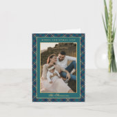 Classic Green Plaid Vintage Photo Christmas Folded シーズンカード (正面)