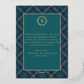 Classic Green Plaid Vintage Wreath One Photo 箔シーズンカード (裏面)