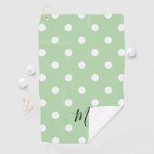 Classic Green Polka Dots Pattern Monogram ゴルフタオル (インサイチュ)