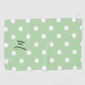 Classic Green Polka Dots Pattern Monogram ゴルフタオル (横)