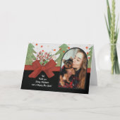 Classic Green & Red Festive Trees Photo Arch シーズンカード (正面)