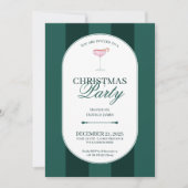 Classic green stripe Christmas Invitation 招待状 (正面)