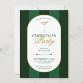 Classic green stripe Christmas Invitation 招待状 (正面)