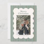 Classic Green Stripe Photo Holiday Card シーズンカード (正面)