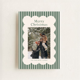 Classic Green Stripe Photo Holiday Card シーズンカード