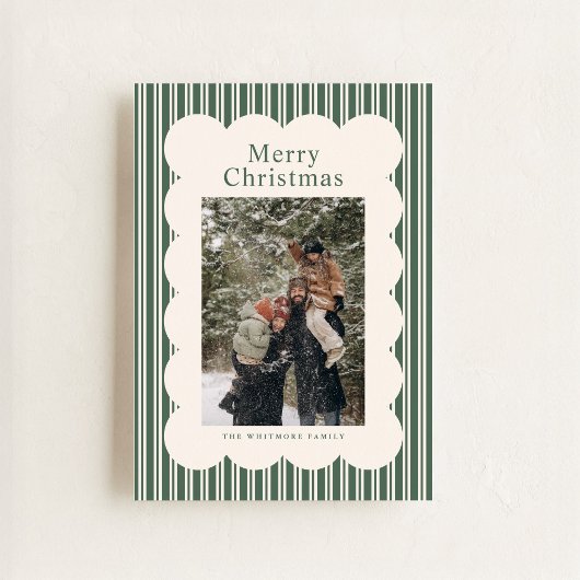 Classic Green Stripe Photo Holiday Card シーズンカード