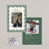 Classic Green Stripe Photo Holiday Card シーズンカード