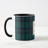 Classic Green Tartan Plaid Monogram Christmas マグカップ (左)