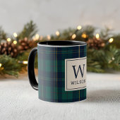 Classic Green Tartan Plaid Monogram Christmas マグカップ