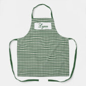 Classic Green & White Gingham | Personalized Name エプロン (正面)