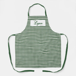 Classic Green & White Gingham | Personalized Name エプロン
