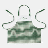 Classic Green & White Gingham | Personalized Name エプロン (正面)