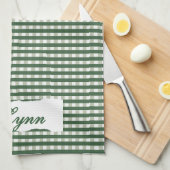 Classic Green & White Gingham | Personalized Name キッチンタオル (四つ折り)