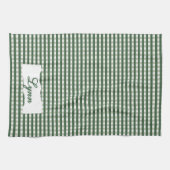 Classic Green & White Gingham | Personalized Name キッチンタオル (横)