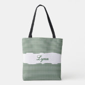 Classic Green & White Gingham | Personalized Name トートバッグ (裏面)