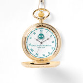 Classic Green & White Monogram Wedding Anniversary 腕時計 (正面)