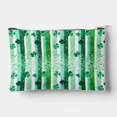 Classic Green White Vertical Stripes Shamrocks アクセサリーポーチ (裏面)
