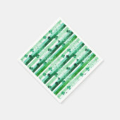 Classic Green White Vertical Stripes Shamrocks スタンダードカクテルナプキン (角)