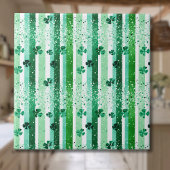 Classic Green White Vertical Stripes Shamrocks タイル