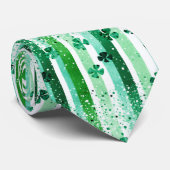 Classic Green White Vertical Stripes Shamrocks ネクタイ (ロール)