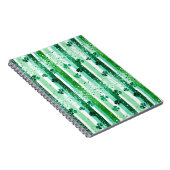Classic Green White Vertical Stripes Shamrocks ノートブック (右側)