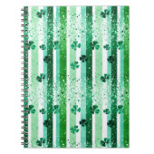 Classic Green White Vertical Stripes Shamrocks ノートブック (正面)