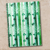 Classic Green White Vertical Stripes Shamrocks ノートブック