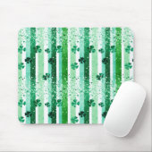 Classic Green White Vertical Stripes Shamrocks マウスパッド (マウス)