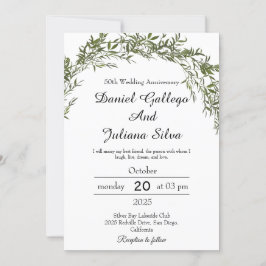 Classic Greenery Wedding Anniversary Invitations 招待状