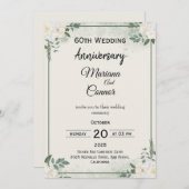 Classic Greenery Wedding Anniversary Invitations 招待状 (正面/裏面)