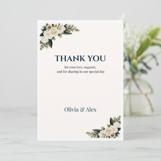 Classic Greenery Wedding Thank You 招待状 (スタンド正面)