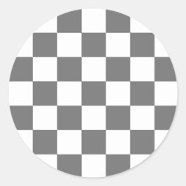 Classic grey checkerboard ラウンドシール