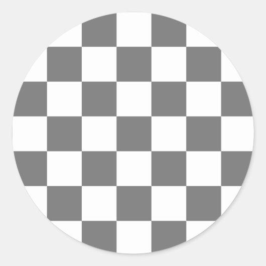 Classic grey checkerboard ラウンドシール (正面)