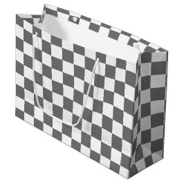 Classic grey checkerboard ラージペーパーバッグ
