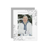 Classic Grey Floral Funeral Service Dear One Photo ノートカード (正面/裏面インサイチュ)