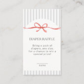 Classic Grey Stripes Red Ribbon Diaper Raffle エンクロージャーカード (正面)