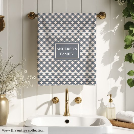 Classic Grey Tartan Personalized Family Gift バスタオルセット