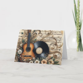 Classic Guitar and Sheet Music Christmas シーズンカード