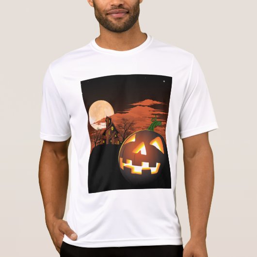 Classic Halloween Jack-O-Lantern Creepy House Tシャツ (正面)