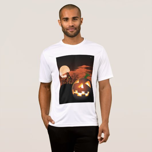 Classic Halloween Jack-O-Lantern Creepy House Tシャツ (正面フル)