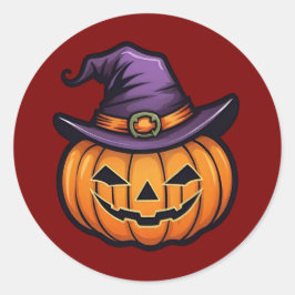 Classic Halloween Witch Hat Pumpkin Stickers ラウンドシール