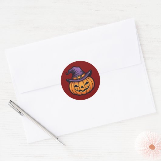 Classic Halloween Witch Hat Pumpkin Stickers ラウンドシール (封筒)