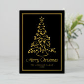 Classic Hand-Drawn Christmas Tree Black Non-Photo 箔シーズンカード (立ち正面)