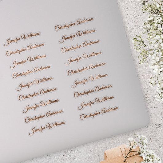 Classic Handwriting 18 Guest Names - Bronze シール
