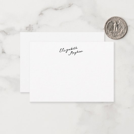 Classic Handwritten Name Monogram Flat Note Cards ノートカード (正面/裏面インサイチュ)