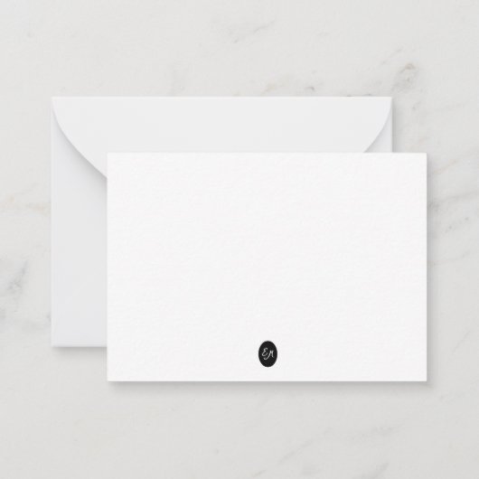 Classic Handwritten Name Monogram Flat Note Cards ノートカード (裏面)